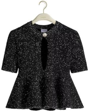 Dior Short-Sleeved Peplum Sweater - Black