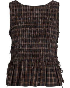 Ganni Check Tie String Top - Black