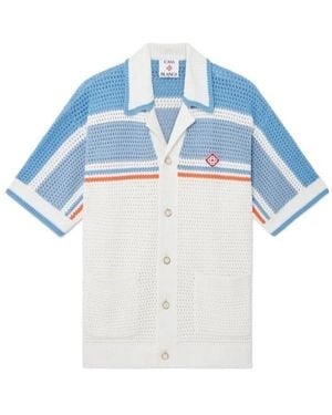 CASABLANCA Logo Patch Knitted Shirt - Blue