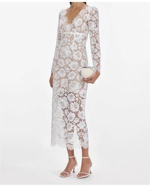 slim fit dress slacks Self-Portrait - Black Guipure Lace Midi Dress main image 1