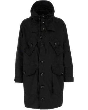 Maison Margiela Long Sleeved Hooded Coat - Black