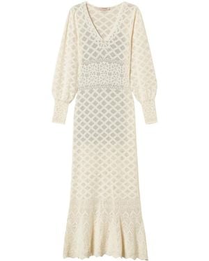 Twinset Floral Knitted Maxi Dress - White