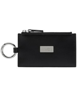 MM6 by Maison Margiela Leather Zip Wallet - Black