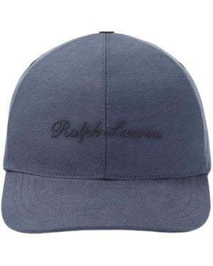 Ralph Lauren Logo Linen-Silk Baseball Cap - Blue