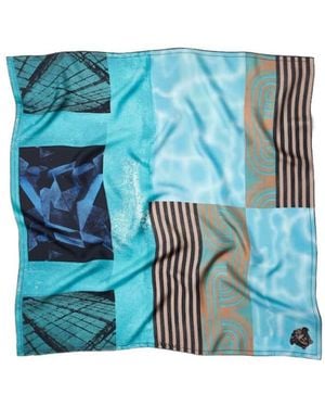 Versace Pattern Printed Twill Scarf - Blue