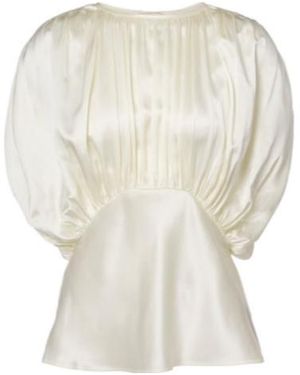 TOVE Peta Draped Peplum Silk Satin Top - White
