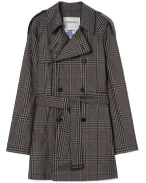 Burberry Mid-Length Silk Leadenham Trench Coat - Gray