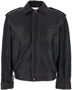 Saint Laurent Zip-Up Bomber Jacket - Grey