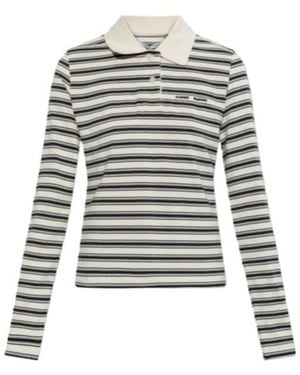 Samsøe & Samsøe Samsøe Samsøe Sadonell Stripe Long Sleeved Polo Top - Gray