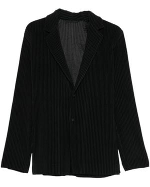 Homme Plissé Issey Miyake Homme Plissé Issey Miyake Pleated Single-Breasted Blazer - Black