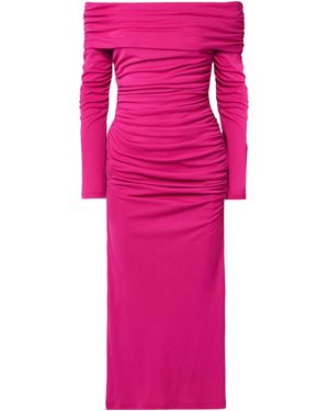 Carolina Herrera Off-Shoulder Pleated Dress - Pink