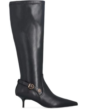Pinko Buckle-Detail Pointed-Toe High Boots - Black