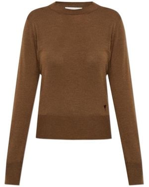 Ami Paris Ami De Coeur Jumper - Brown