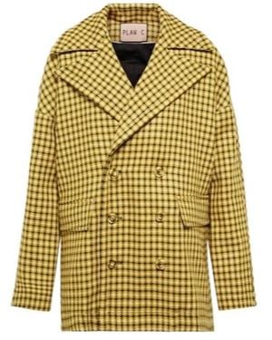 Plan C Houndstooth Wool Blazer - Yellow