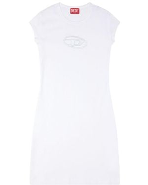 DIESEL Logo Embroidered Crewneck Mini Dress - White