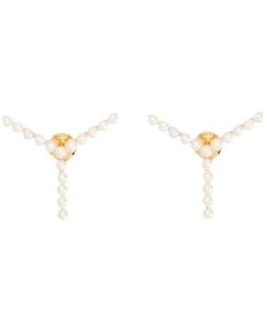 Y. Project Embellished Mini Y Earrings - White