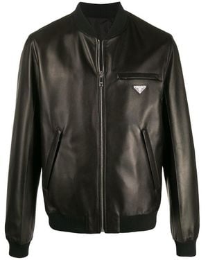 Prada Long-Sleeved Leather Jacket - Black