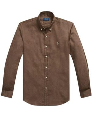 Ralph Lauren Polo Logo Embroidered Polo Pony Shirt - Brown