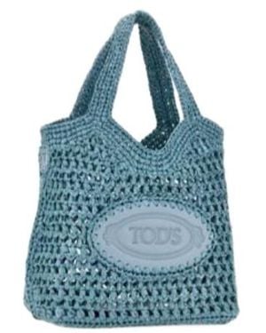 Tod's Manici Logo Debossed Tote Bag - Blue