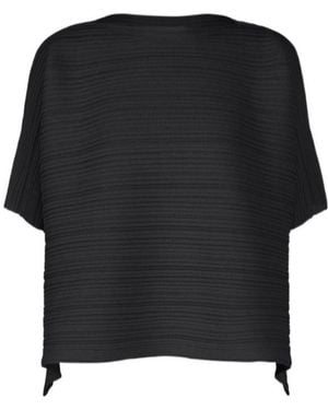 Pleats Please Issey Miyake Paper Bounce Ribbed Cropped Top - Black