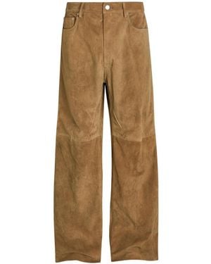 Rick Owens Wide-Leg Suede Trousers - Natural