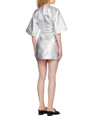 Ganni Metallic Jacquard Minidress - White
