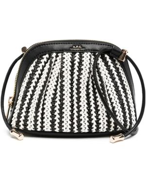 A.P.C. Logo-Stamp Interwoven Satchel Bag - Black