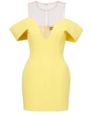 David Koma Off-Shoulder Wool Crêpe Minidress - Yellow