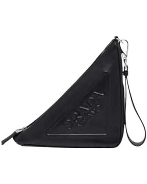 Prada Leather Triangle Pouch - Blue