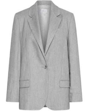 Marella Stretch Linen-Blend Grisaille Blazer - Grey