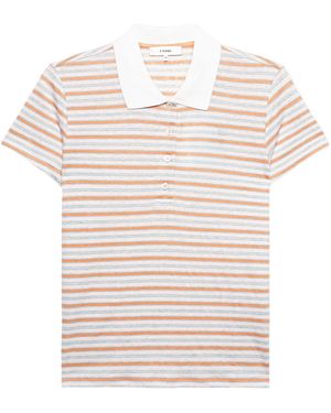 FRAME Striped Polo Top - White