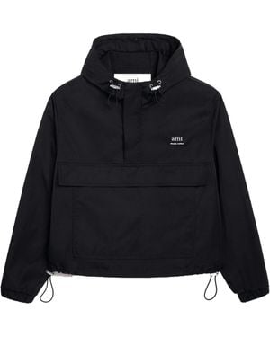 Ami Paris Ami Logo Lettering Hooded Jacket - Black