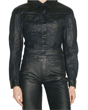 Mugler Long-Sleeved Denim Coat - Black