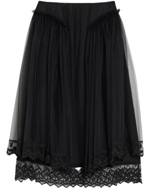 Simone Rocha Elastic Waist Midi Skirt - Black
