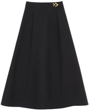 Valentino Crepe Couture Midi Skirt - Black