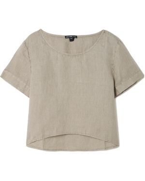 James Perse Cropped Linen-Canvas T-Shirt - Grey
