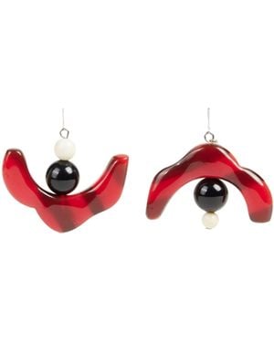 Marni Simple Logo Earrings - Red