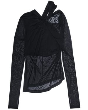 Helmut Lang Cold Shoulder Twist Detailed Top - Black