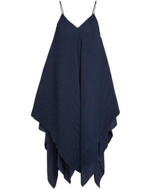 JW Anderson Pleated Asymmetric Chiffon Midi Dress - Blue