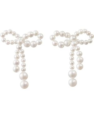 Sophie Bille Brahe Bow-Shaped Pearl Earrings - White