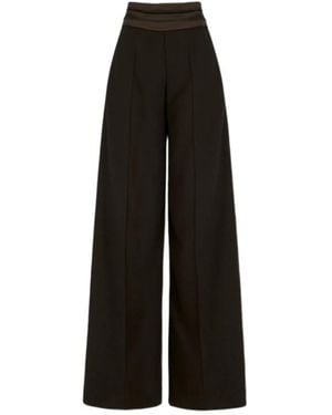 D.exterior Pleated-Waistband Wide-Leg Pants - Black