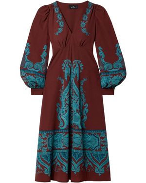 Etro Printed Crepe Dress - Red
