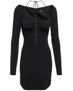 Blumarine Embellished Long-Sleeved Minidress - Black