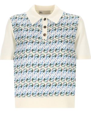 Tory Burch T Monogram Short Sleeved Polo Shirt - Blue