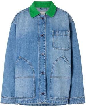 Doen Pascual Corduroy-Trimmed Denim Jacket - Blue
