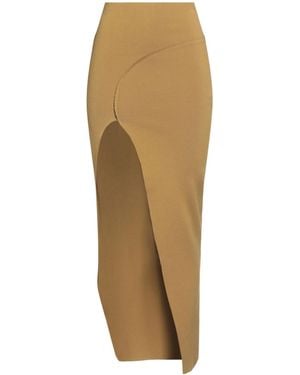 Rick Owens Solid Colour Stretch Knit Midi Skirt - Natural