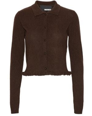ROTATE BIRGER CHRISTENSEN Ruffled-Hem Cardigan - Brown