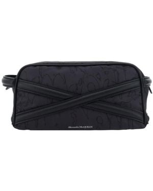 McQueen Cross Detailed Zipped Wash Bag - Blue