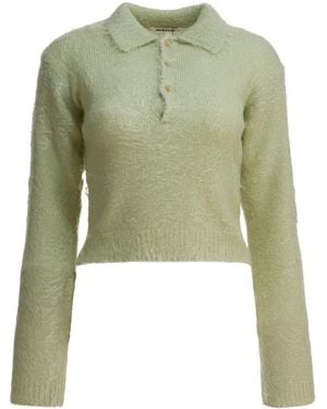 AURALEE Long-Sleeved Knit Polo Shirt - Green