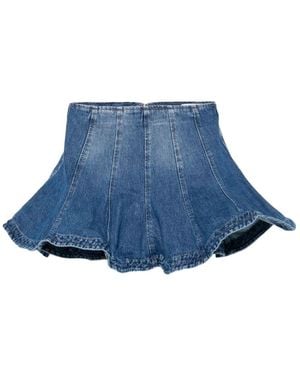 MSGM Wired-Hem Flared Mini Skirt - Blue